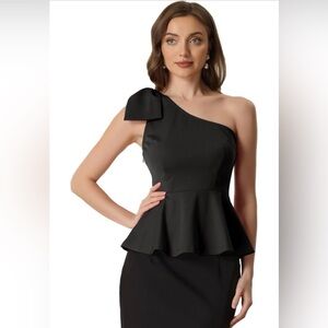 Allegra K Peplum One Shoulder Tops